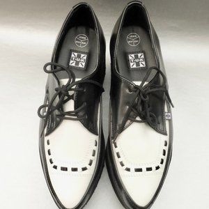 T.U.K. Creeper Black White Shoes Wingtip Unisex